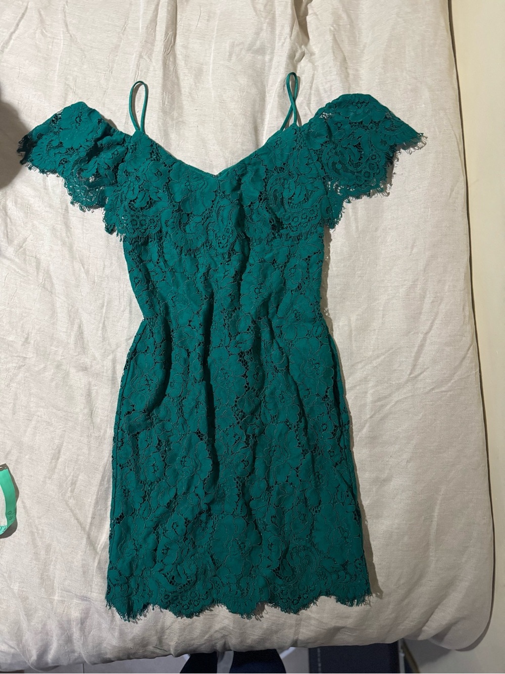 Lauren Ralph Lauren Women’s Off-Shoulder Teal Lace Dress Size 4